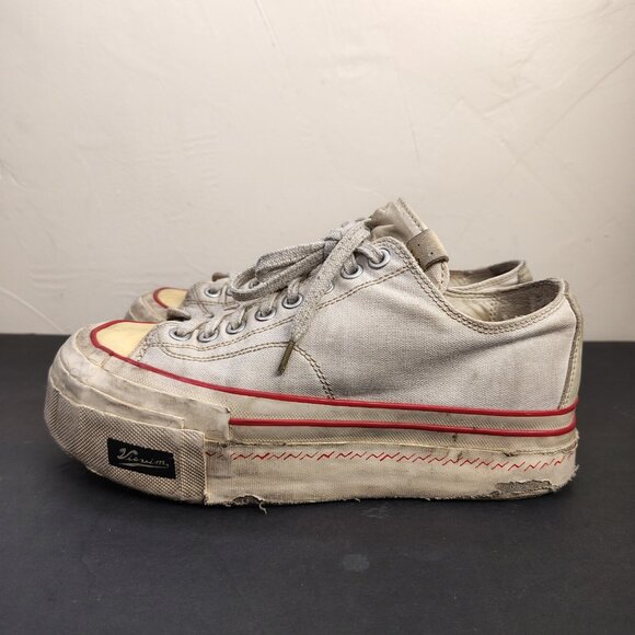 VISVIM Skagway G Patten Mens Size 8 White Red Stripe Canvas Leather Sneakers - Picture 3 of 16